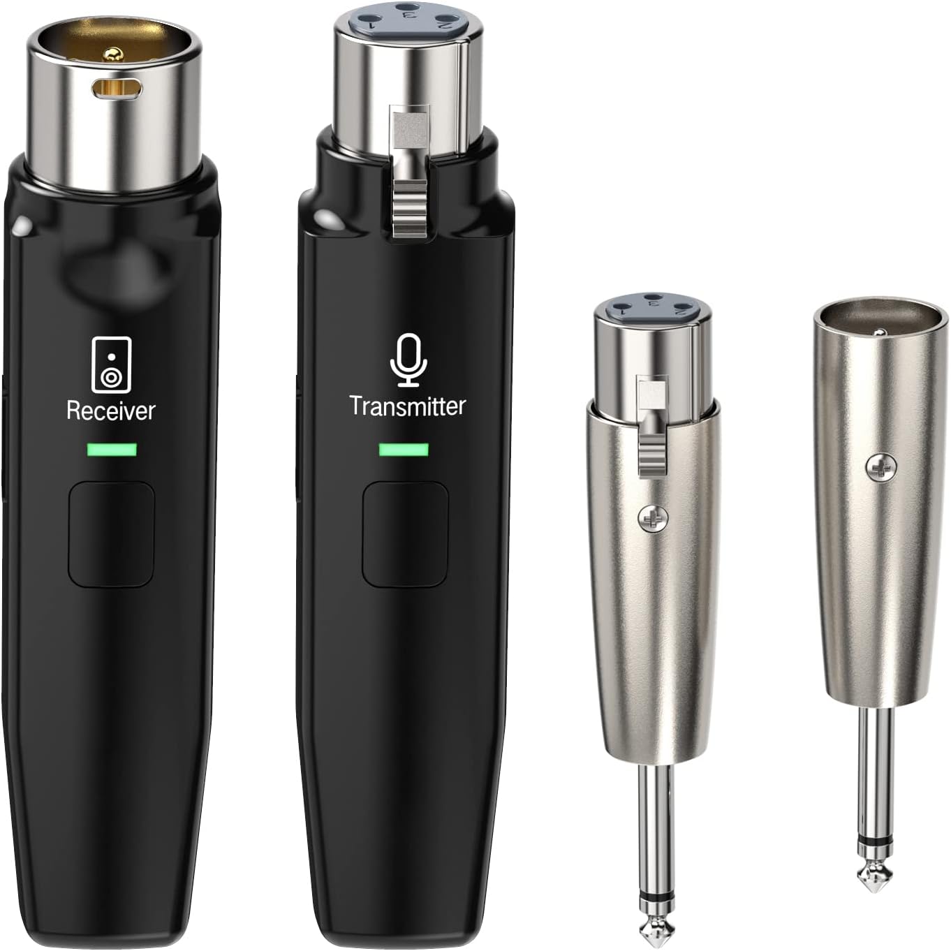 Microphone Wireless System,2.4GHz Wireless Mic Adapter,Rechargeable Wireless XLR Transmitter and Receiver Compatible for Dynamic Microphone Audio Mixer, PA System and DSLR Camera Pack of 2