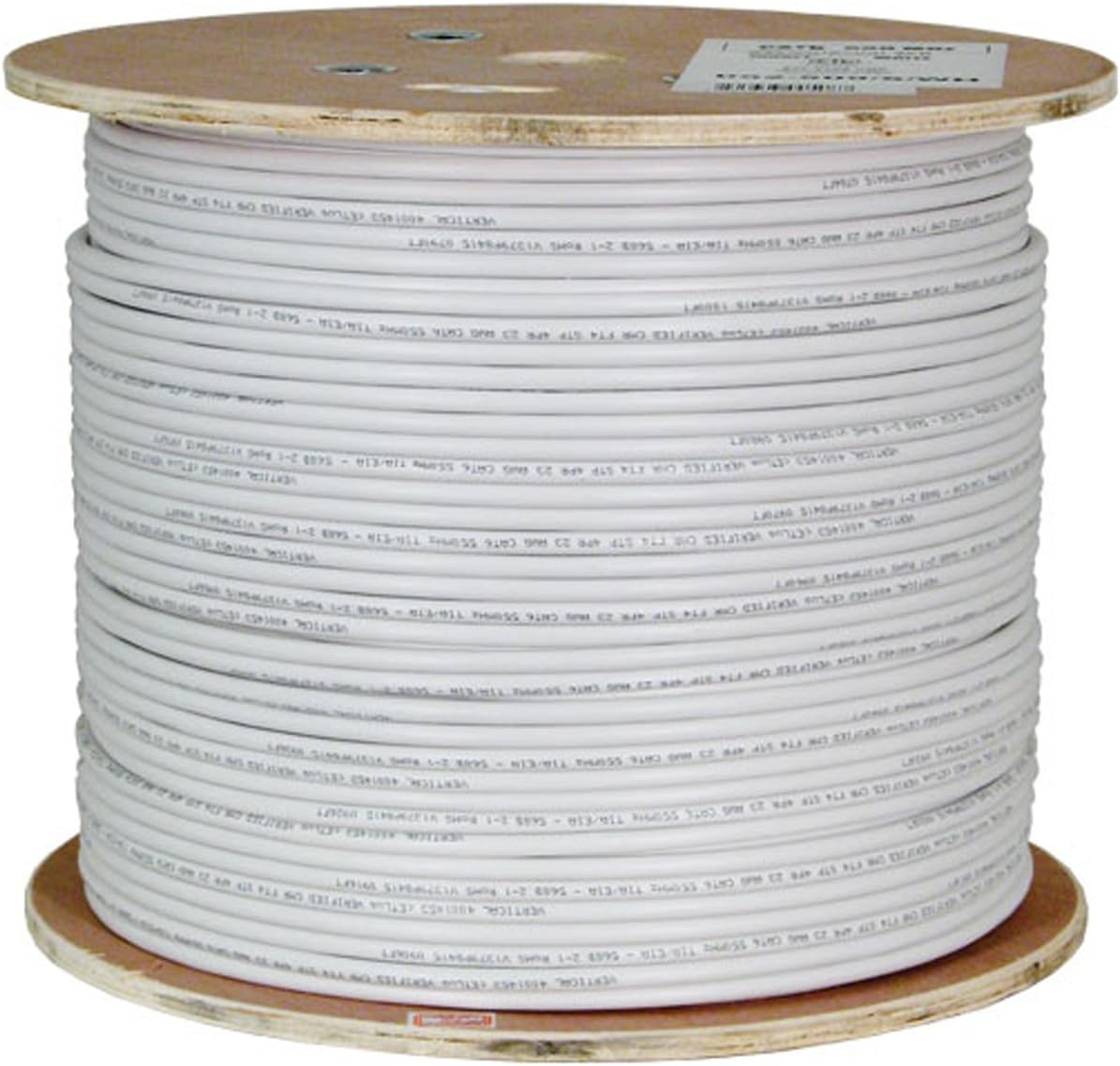 Vertical Cable Cat6A 10G, Shielded, 23AWG, Solid Bare Copper, PVC, 1000ft, Bulk Ethernet Cable, White