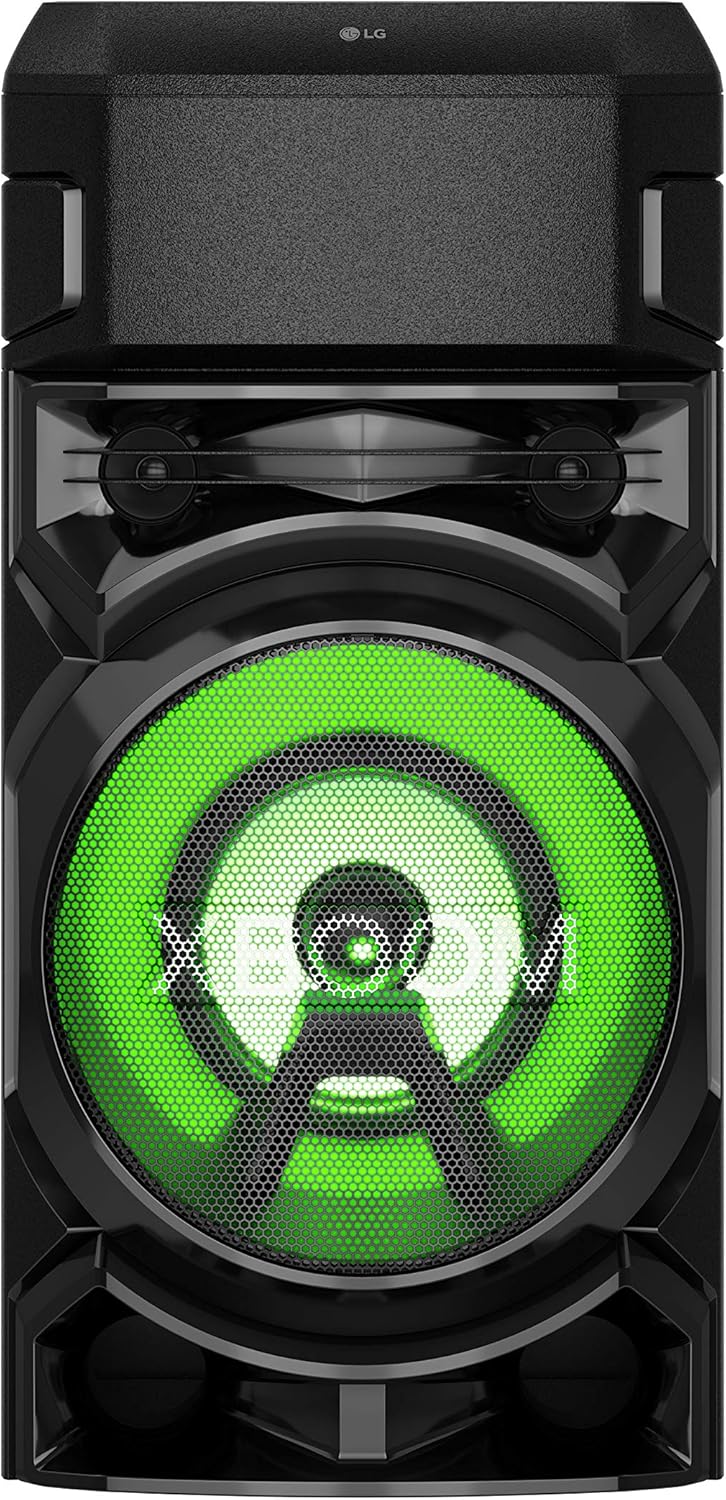 LG XBOOM RN5 Bluetooth Audio System, Booming Bass, LED Party Lighting, Karaoke with Voice Filters, XBOOM App Controlled, Bluetooth, Dual USB, Mic Input