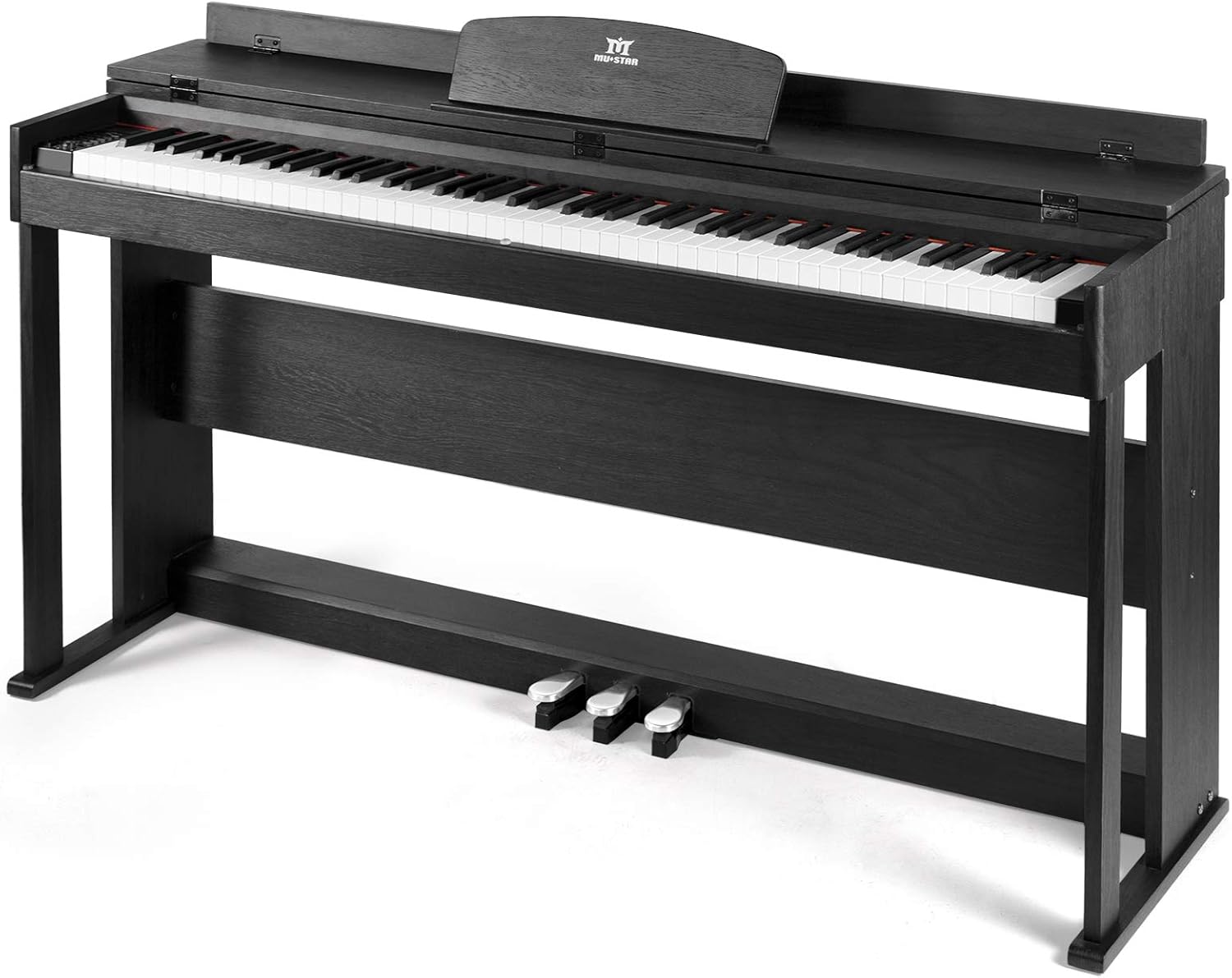 MUSTAR Digital Piano Keyboard 88 Keys Full Weighted Hammer Action Keyboard Piano for Beginners, Black Digital Piano 88 Weighted Keys with Dual Stereo Speakers, 3 Pedals, Furniture Stand, Black