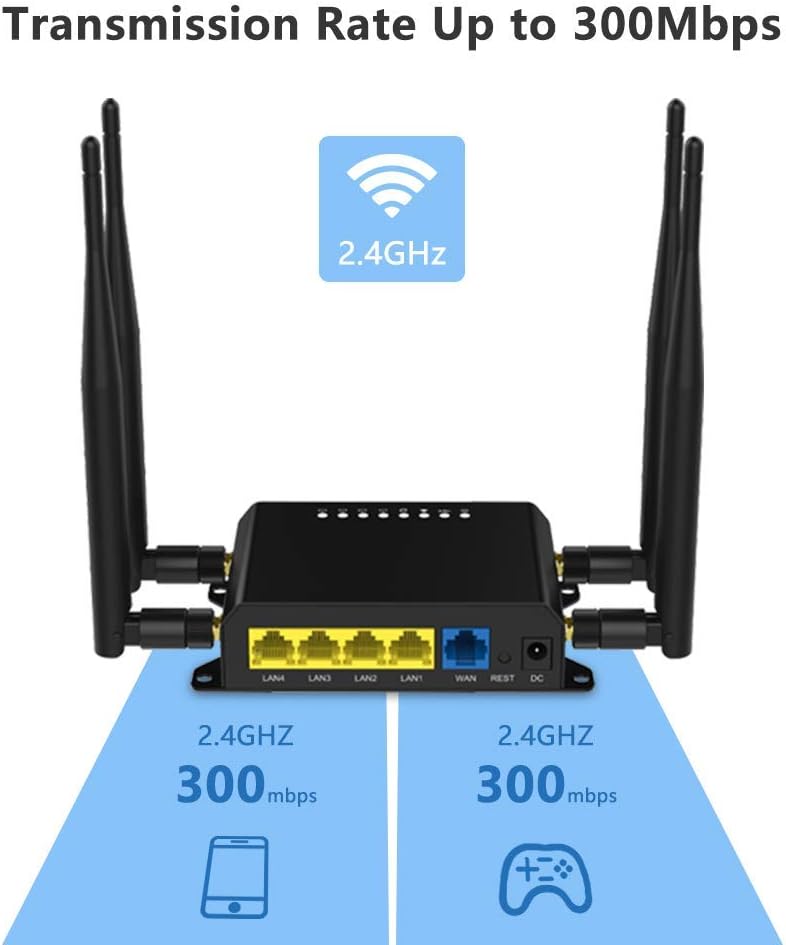 Wiflyer WE826-Q 4G LTE Router, CAT 4 EC25 Module 300Mbps with SIM Card Slot, 4G Modem Hotspot Support T-Mobile AT&T(NOT Support Verizon)