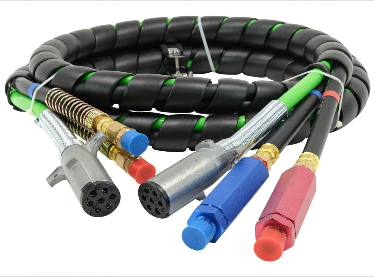 Semitrailer Tractor 12 Ft 3-in-1 Air Power Line Hose Wrap Air Line Hose Assemblies for Semi Air Hose 7 Way Truck Tractor Trailer (12FT)