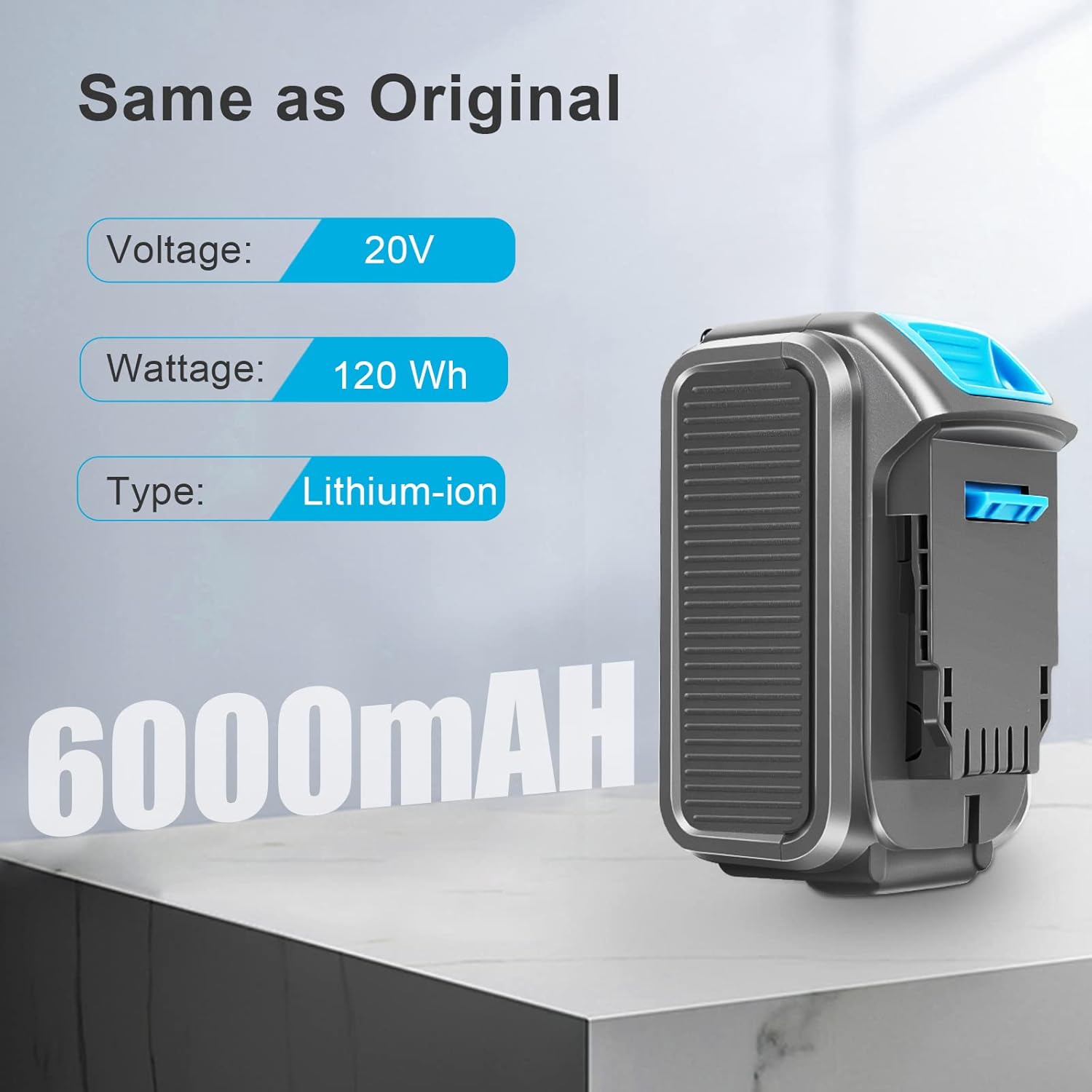 APTOOLER 4 Packs 6000mAh Compatible with Dewalt 20V Battery DCB206 DCB205 DCB204 with Ultra High Capcaity and Charging LED Light Replcement for Dewalt 20 Volt Batteries(Grey)