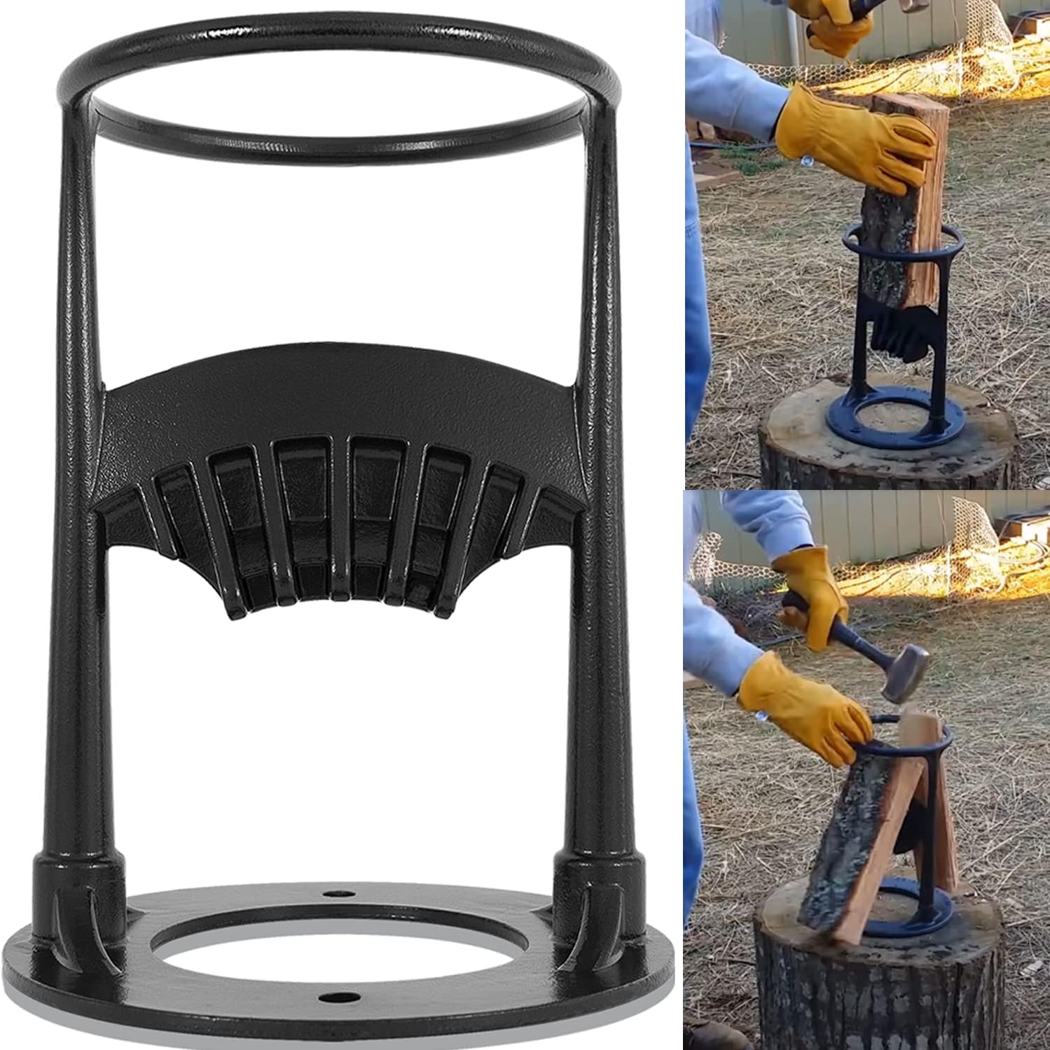 2022 Upgrade Heavy Duty 12lb Kindling Cracker, Firewood Splitter Wedge - No Sharp Edge Wood Splitter, Manual Log Splitter, Maul Kindling Splitter Cracker, Cast Iron Splitting Wedge - 7.7'' x 12''