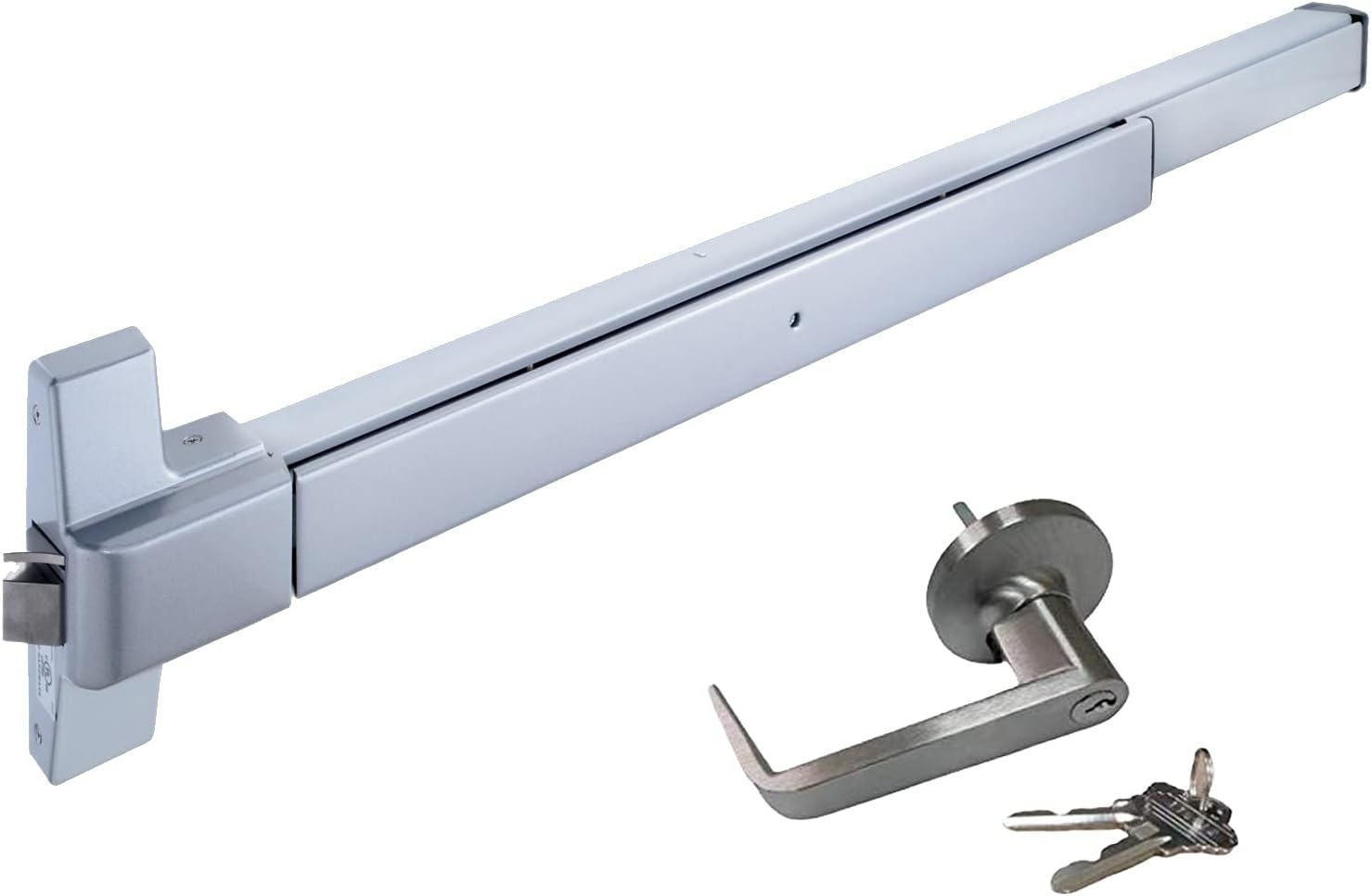 QCAA Push Bar Panic Exit Device,UL Listed, Grade 1, Compatible for Schlage C Keyway, Aluminum Finish, with Entrance Function Exterior Lever Lock