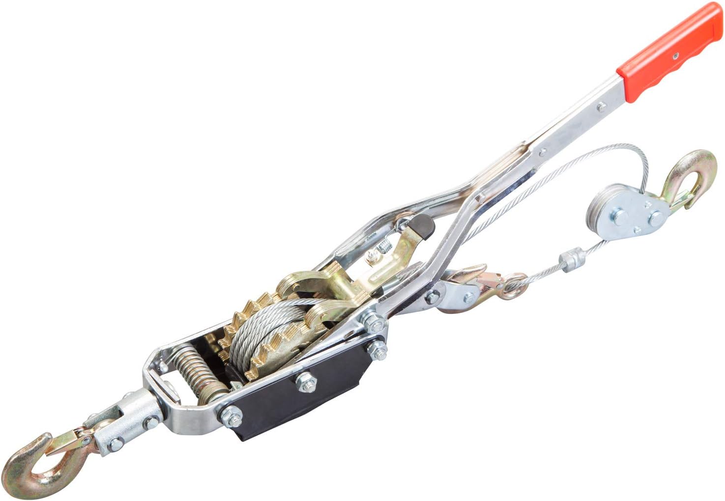 BIG RED T32054 Torin Come-Along Double Gear Hand Cable Puller with 3 Hooks: 4 Ton (8,000 lb) Capacity, Red Pack of 2