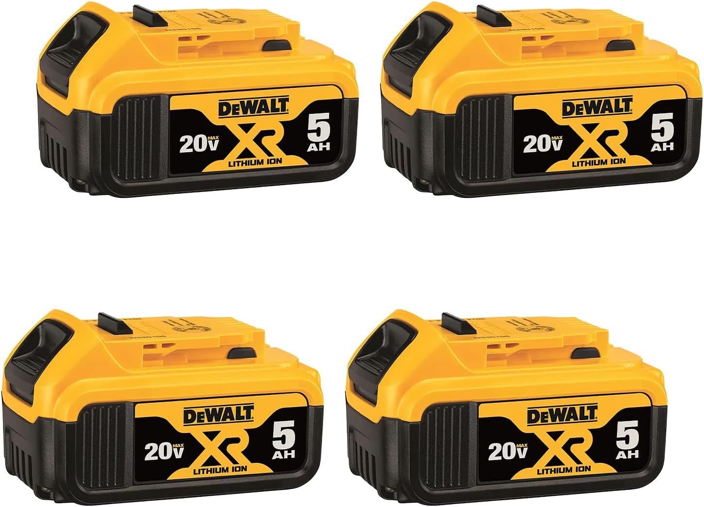 DeWaIt 20V MAX XR 5.0Ah Lithium Ion Battery, 4-Pack