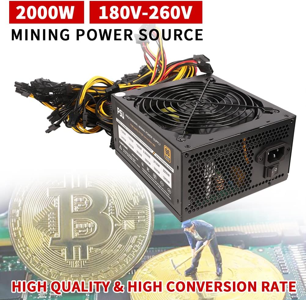 Mining Power Supply 2000W Portable for 8 Graphics GPU Rig Ethereum Miner PSU ATX Computer Power Supply
