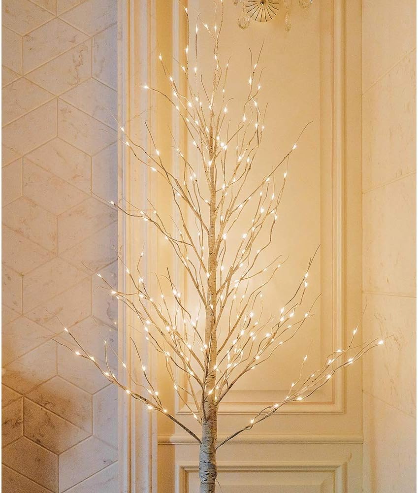 Twinkle Star Lighted Birch Tree 8 Feet 240 LED for Home Wedding Festival Party Christmas Decoration