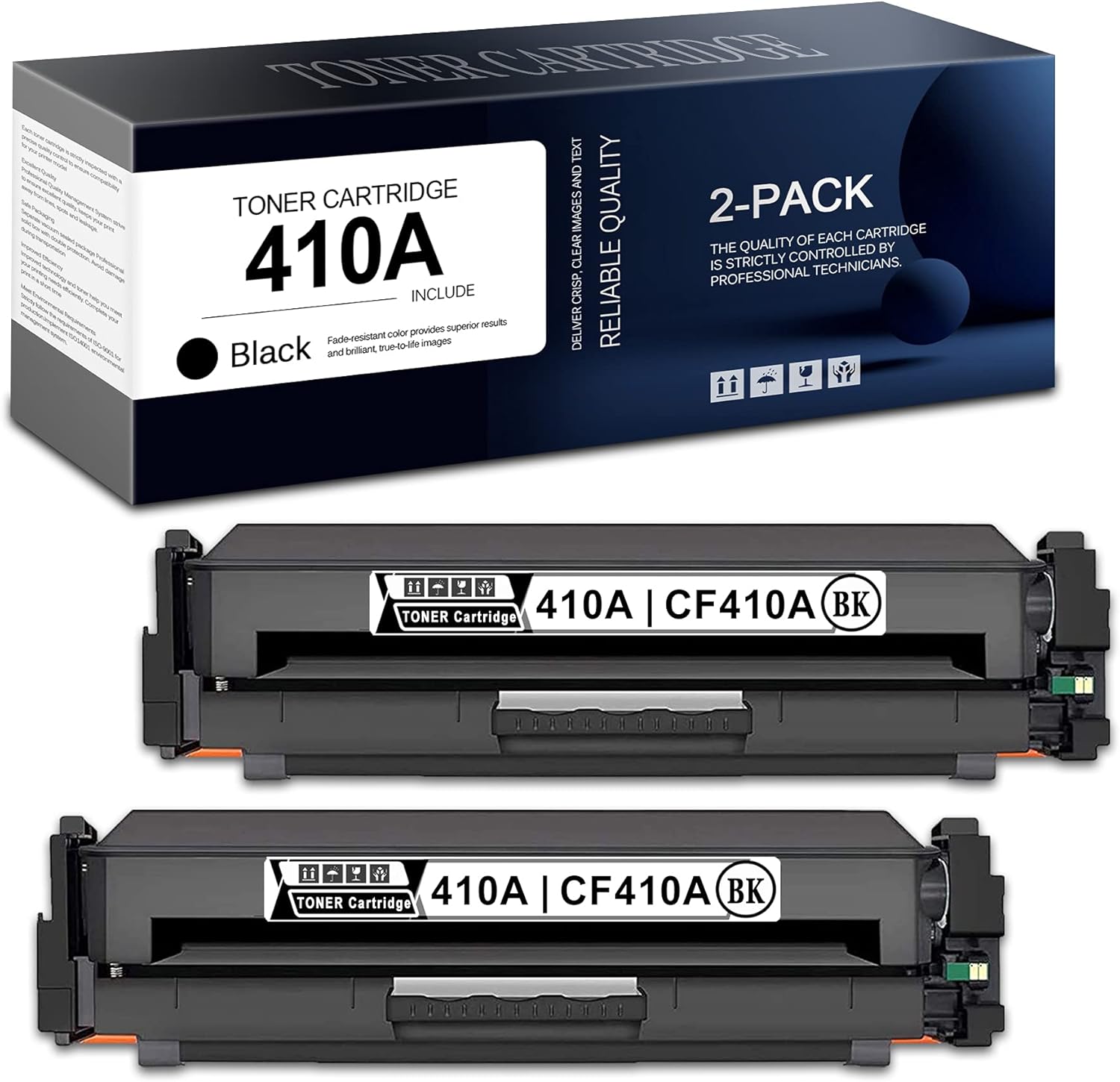2 Black 410A CF410A Toner Cartridge Replacement for HP 410A Color Pro M452dn M452dw M452nw MFP M477fdn M477fdw M477fnw Printer Toner Pack of 2