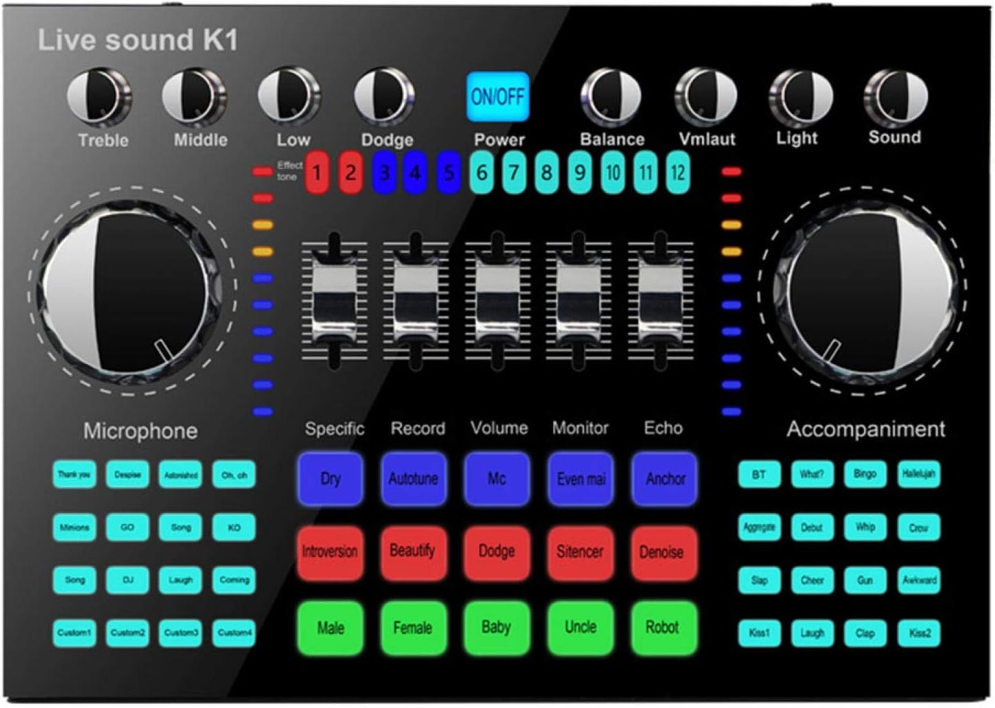 CALIDAKA Bluetooth Mini Sound Mixer Board Live Sound Card for Live Streaming Voice Changer Sound Card with Sound Effects, Audio Mixer for Music Recording Karaoke Singing Broadcast Pack of 2