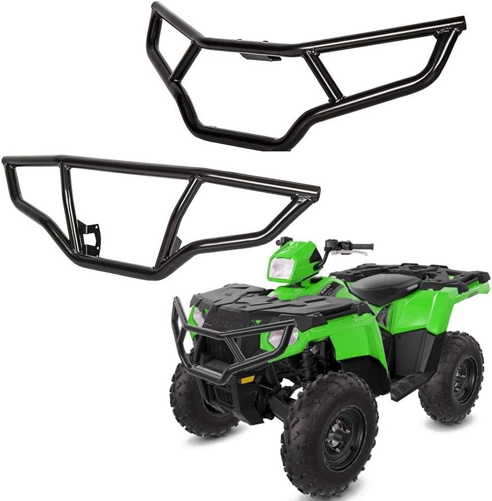 WASTOREEL 2PCS Front and Rear Brush Guard Bumper Fits for 2014+ Polaris Sportsman 450 570 Black Brushguard Bumper Protector