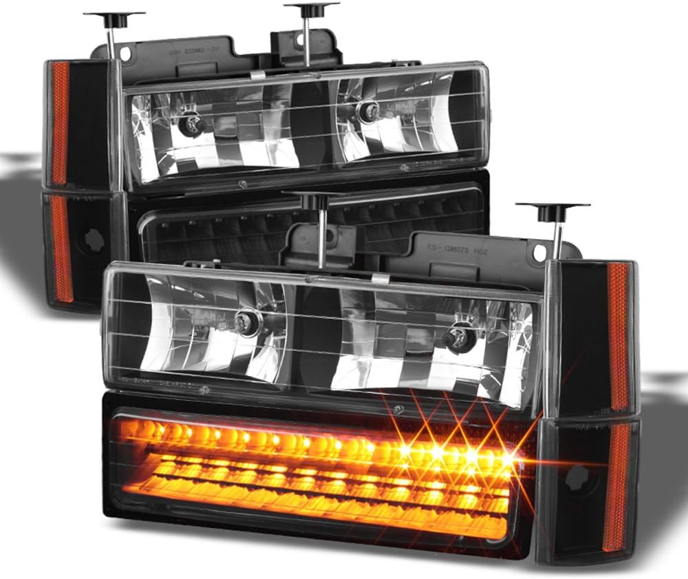 ACANII - For 88-93 Chevy Silverado C10 Suburban GMC Sierra Headlights+Corner+LED Bumper Light Driver + Passenger Side