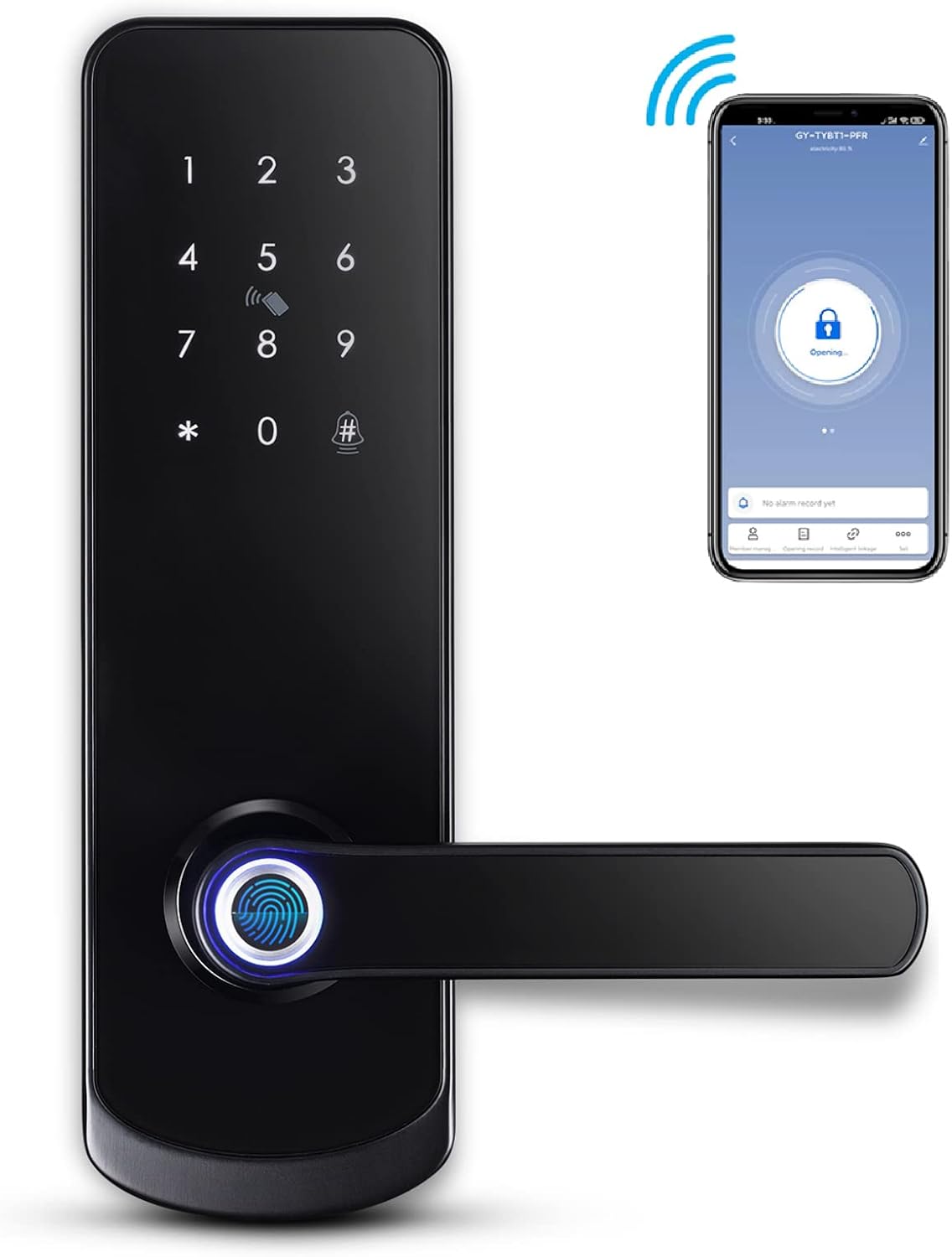 LOQRON Fingerprint Smart Door Lock, Security Keyless Entry Door Lock with Reversible Handle, Weatherproof Electronic Deadbolt, Bluetooth Fingerprint Smart Door Lock for Office Home Apartment Airbnbs