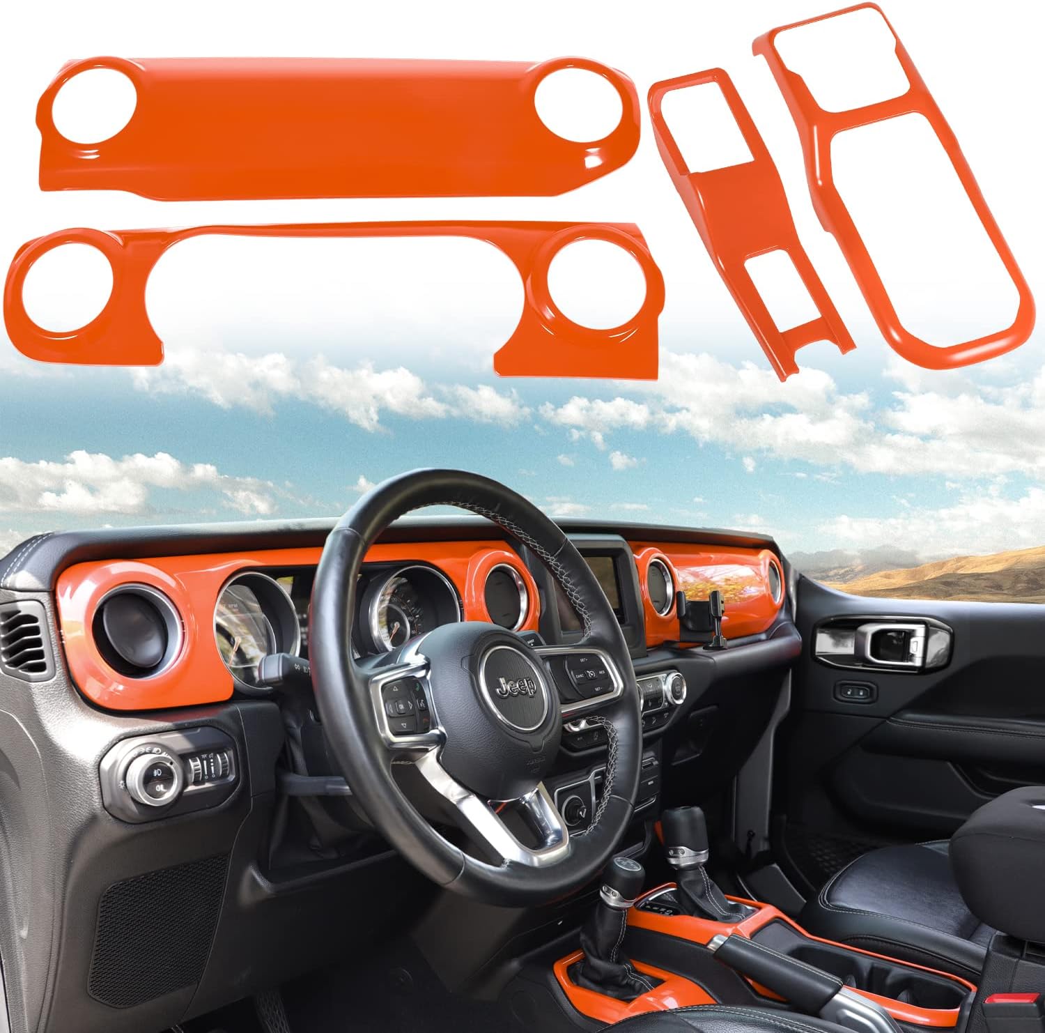 Bonbo Interior Accessories Center Console Panel Dashboard Trim & Gear Shift Panel Cover for Jeep Wrangler JL JLU Sports Sahara Freedom Rubicon Unlimited Gladiator JT 2018-2022 4PCS (Purple) Pack of 2