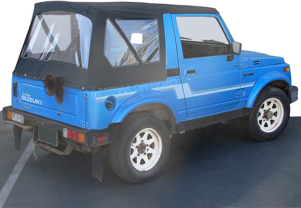 Sierra Offroad Soft Top Replacement for Suzuki Sidekick & Geo Tracker 1986-1994, Leather Grain Vinyl, White