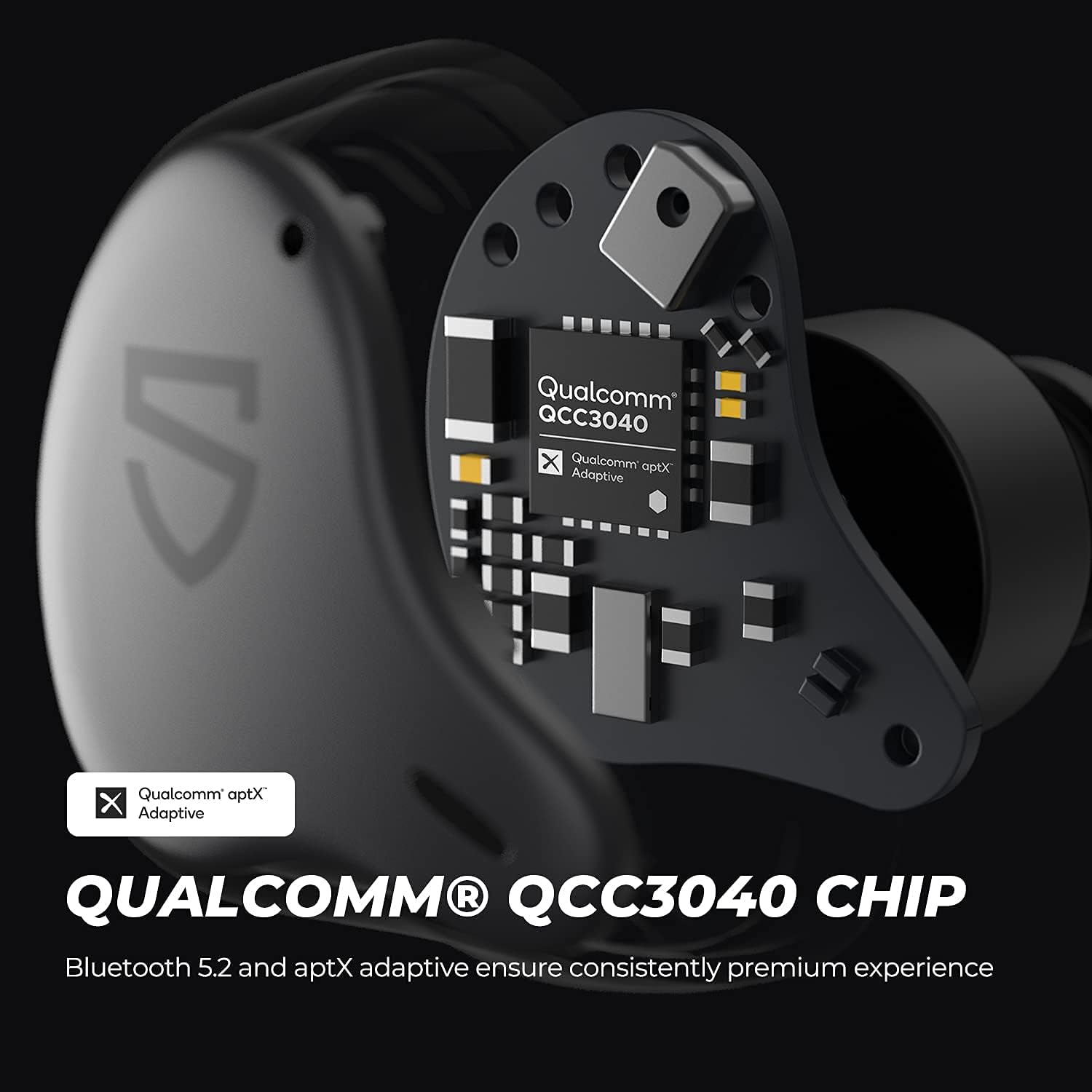 SoundPEATS H1 Wireless Earbuds Bluetooth V5.2 Headphones with QCC3040, Hybrid Dual Driver Earphones with Immersive Sound, aptX Adaptive, 4-Mic, CVC 8.0, Game Mode, Total 35 Hrs Playtime Pack of 2