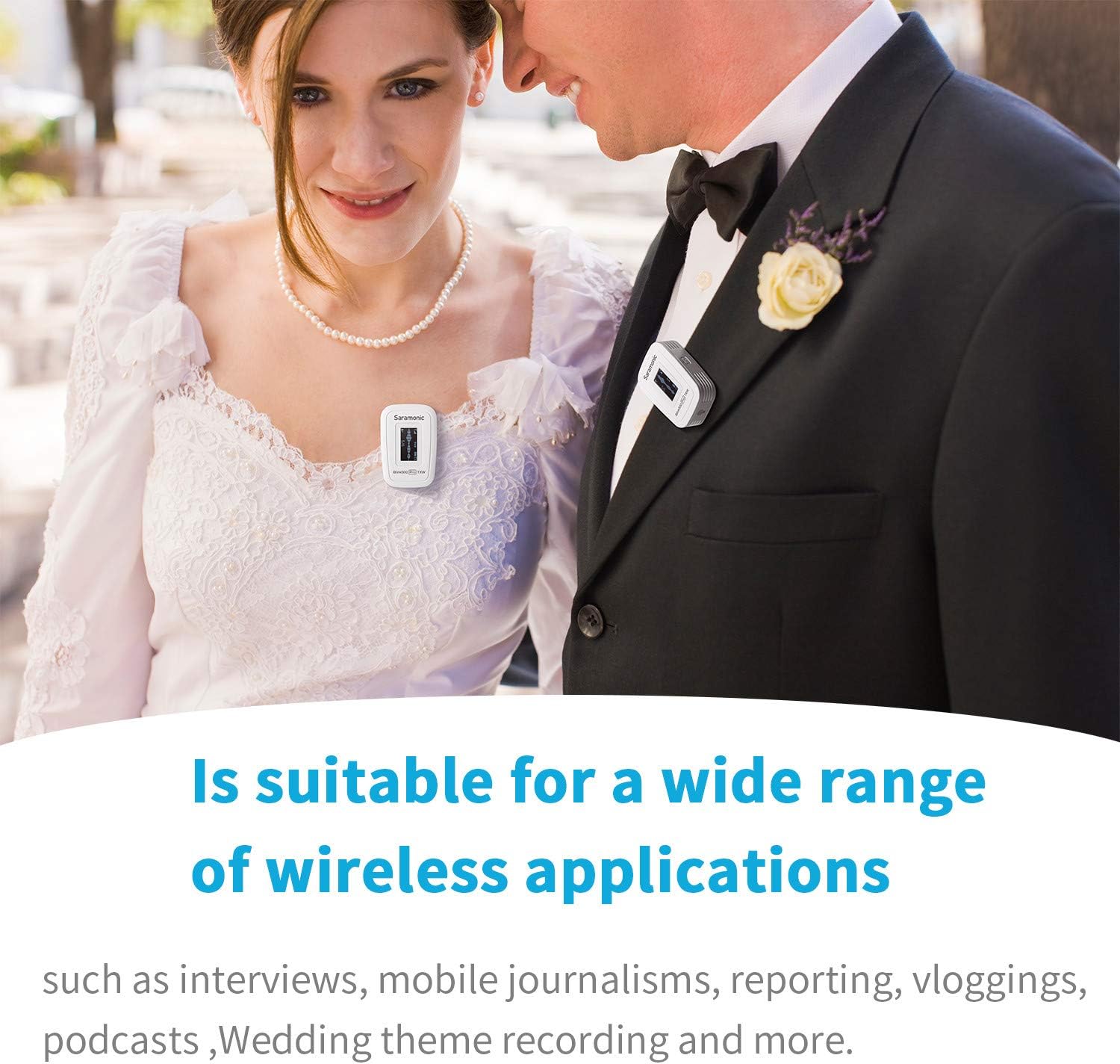 Blink500 PRO B2W Wireless Lavalier Microphone VLog, Saramonic 2.4GHz Dual-Channel Stereo Mic with Charging Case, OLED Display & 3.5mm Headphone Output for DSLR, Video Cameras, Smartphones, Tablets