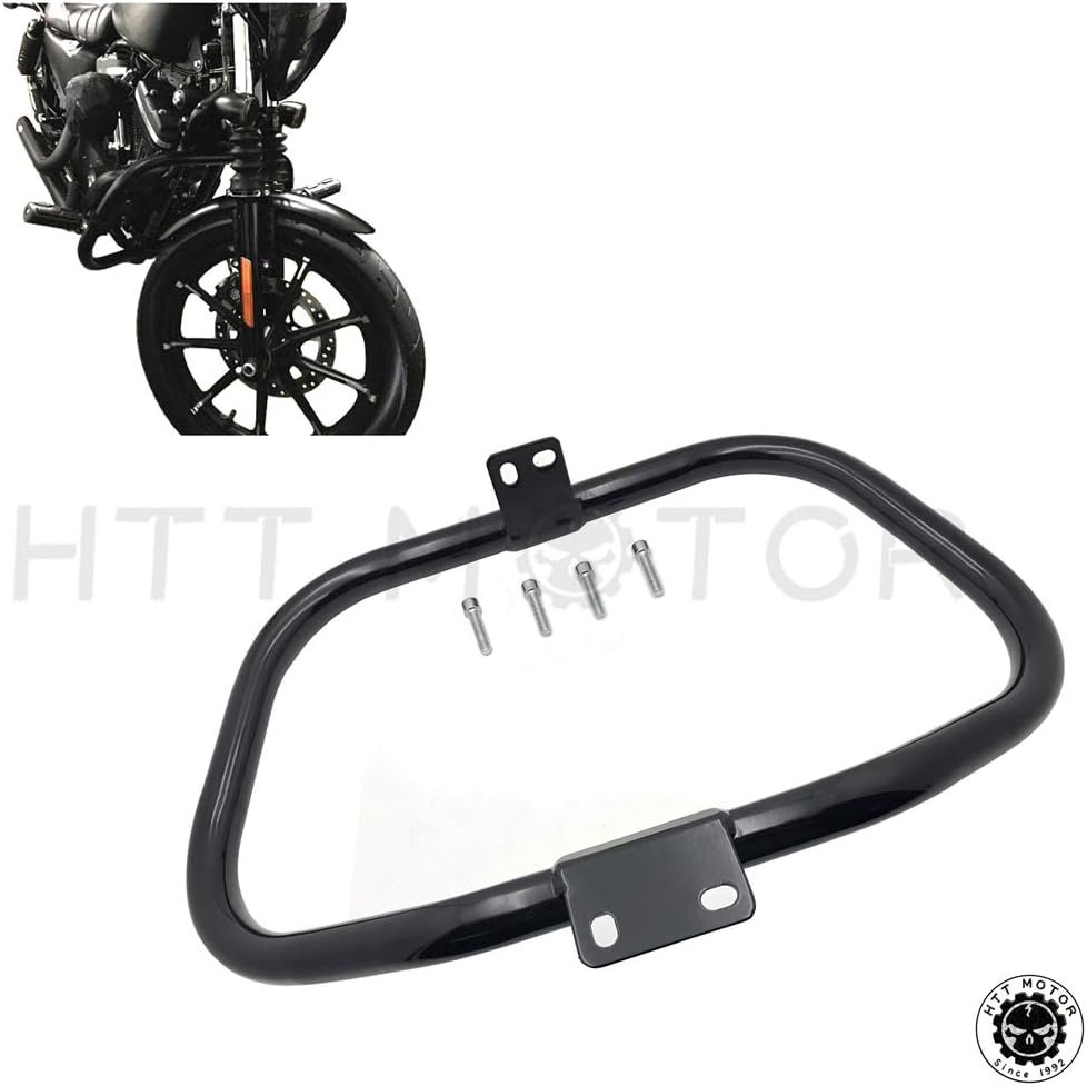 HTTMT- Front Engine Guard Highway Crash Bar Compatible with H-D Sportster 883 1200 XL XR 48 72 04-20 Glossy Black [P/N: MT504-002-GBK]