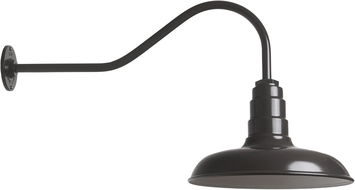 The Classic | Gas Station Steel Shade | 14 Inch Shade and 23 Inch Gooseneck (Dark Bronze)