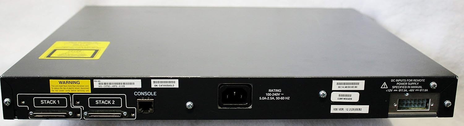 Cisco WS-C3750-48PS-S Catalyst 3750-48PS Stackable Ethernet Switch - 48 x 10/100Base-TX LAN