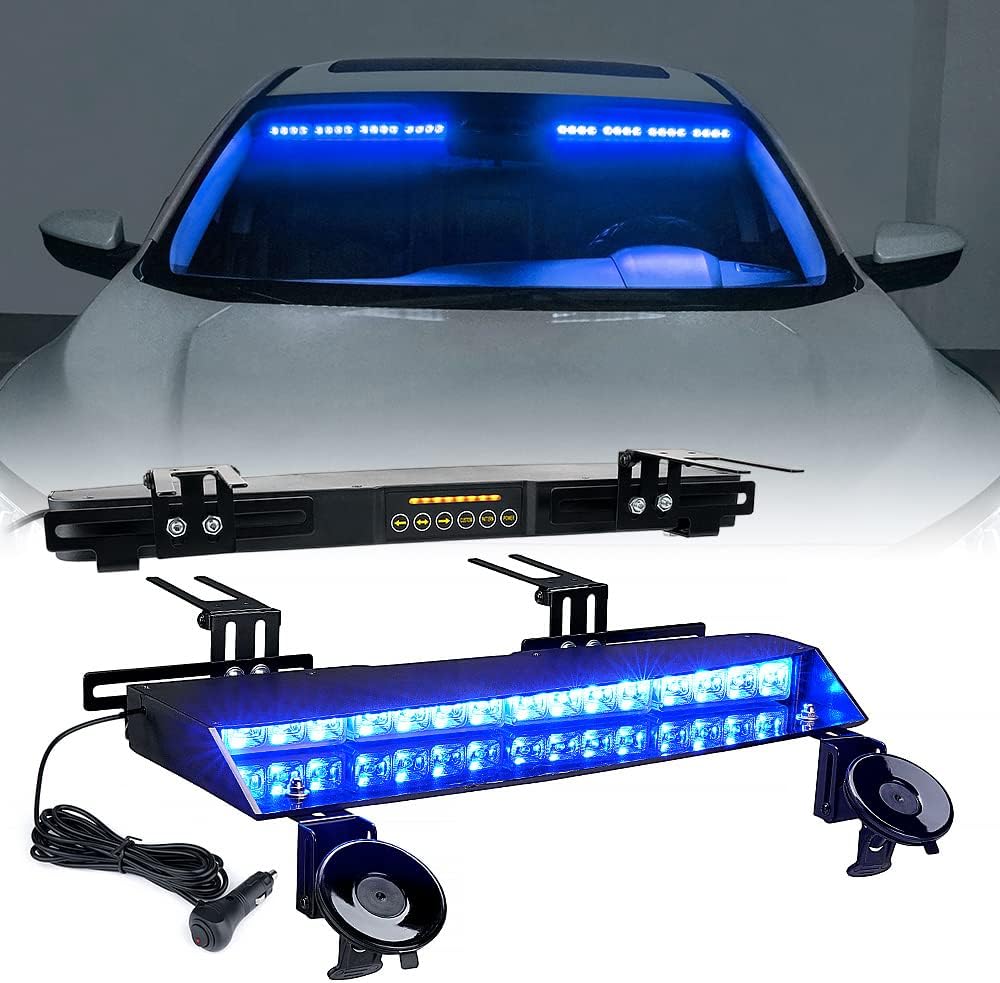 Xprite Amber LED Visor Strobe Dual Light Bar, Interior Windshield Sunvisor Safety Emergency Warning Traffic Advisor Flashing Caution Lightbars with Control Panel, for Construction Vehicles Trucks