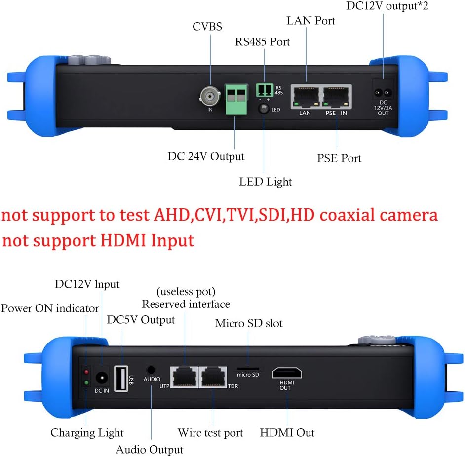 CCTV Camera Tester-Support up to 6K IP Camera and CVBS Analog Camera-with IP Discovery/PoE/WiFi/HDMI Output/RJ45 TDR Test/PTZ Control/Focus Test