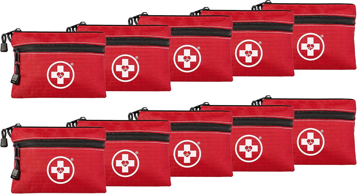 Swiss Safe Survival First Aid Kit Pocket Sized Poich, Lightweight & Compact with Dual Zippers, 64 Piece x 10 Pack Pack of 2