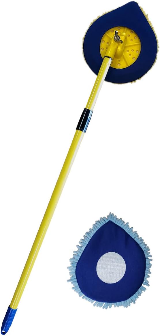 Chomp Long Handle Dust Mop:5 Minute CleanWalls Extendable Wall Washer, Ceiling Cleaner and Baseboard Duster - Telescoping Dry Dust / Wet Wash Cleaning Mop with Washable Microfiber Pad Pack of 2