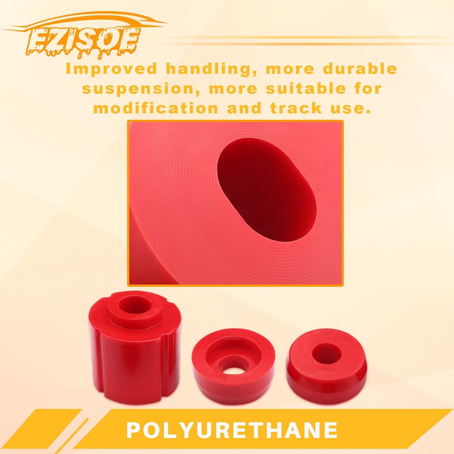 EZISOE Body Mount Bushings Kit Compatible with 1980-1996 F150 F250 F350 Red Polyurethane Bushings, 12pcs Pack of 2