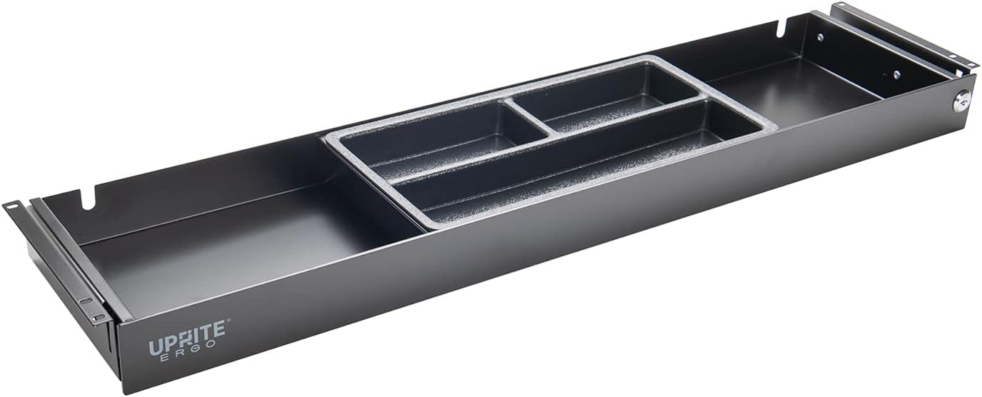 Uprite Ergo Under Desk Long Fit Pen & Pencil Drawer & Slim Organizer for Height Adjustable Desks (Black, 33 x 7.5)