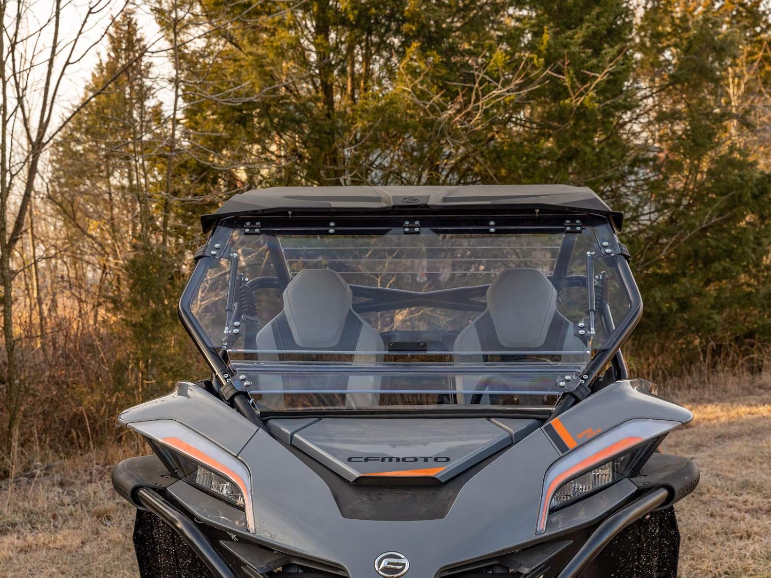SuperATV Scratch Resistant 3-in-1 Flip Windshield for 2020+ CF Moto ZForce 950 | 1/4” Polycarbonate 250x Stronger Than Glass | USA Made | Open, Vented, or Closed