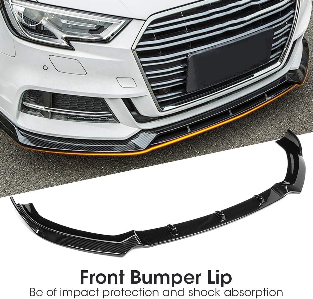 Front Bumper Lip Spoiler Support for S3 Style Front Bumper Lip Body Kit Spoiler Fit for Audi A3 S-Line 8V 2017 2018 - Carbon Fiber