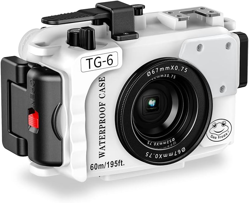 Sea frogs for Olympus TG-6 Underwater 40m/131ft Maximum Diving Depth Waterproof Housing White Professional Diving Case Box IPX8