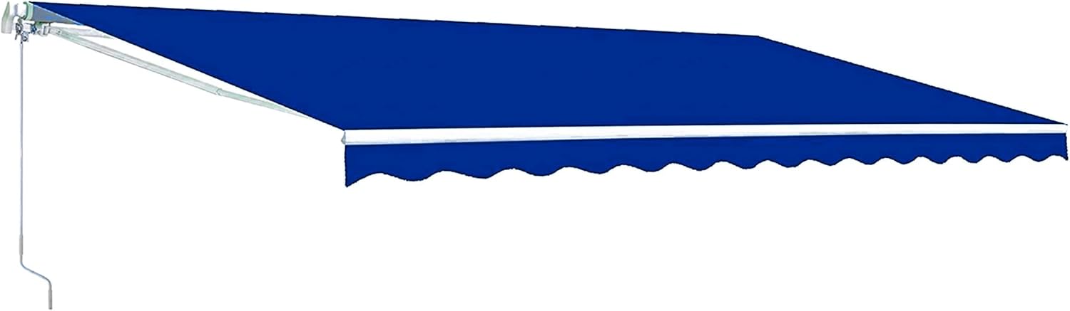 ALEKO AW13X10BROWN36 Retractable 13x10 Manual White Frame 13 x 10 Feet Patio Awning Sun Shade Shelter for Yard, Deck, Balcony – 100% Polyester UV Protection and Weather Resistant – Color Brown