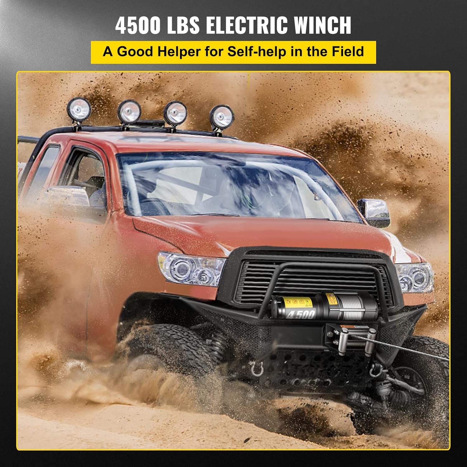VEVOR Electric Winch 4500lb Load Capacity Truck Winch Compatible with Jeep Truck SUV 43ft/13m Cable Steel 12V Power Winch with Wireless Remote Control, Powerful Motor for ATV UTV Off Road Trailer