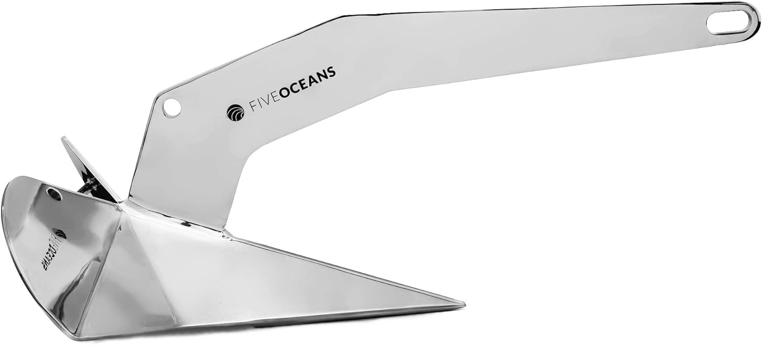 Five Oceans AISI316 Stainless Steel Delta Style Anchor, Multiple Sizes