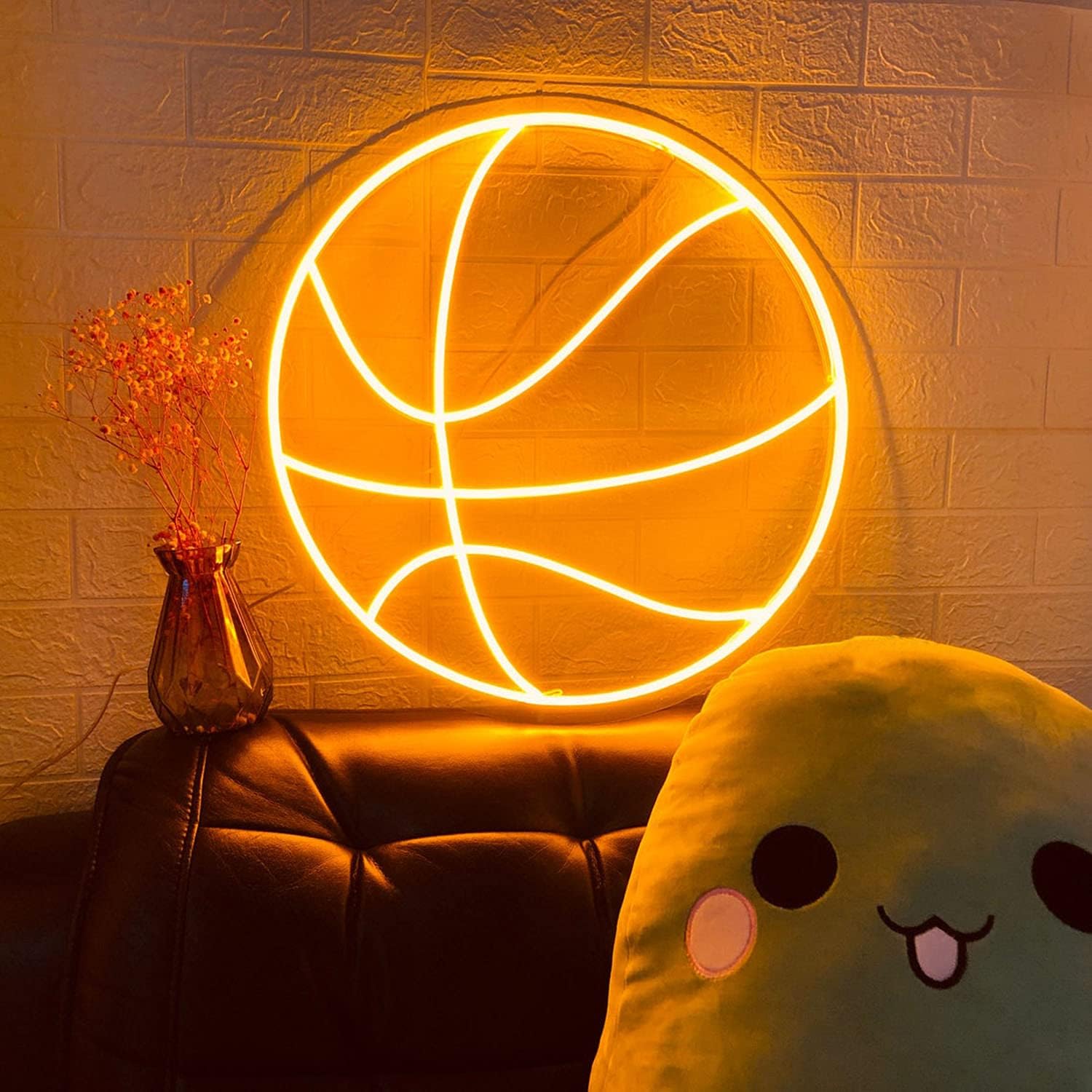 FARNEW Basketball Neon Sign Flex Led Neon Light Sign Led Logo Custom Neon Sign Bride Party Room Decoration (Red)
