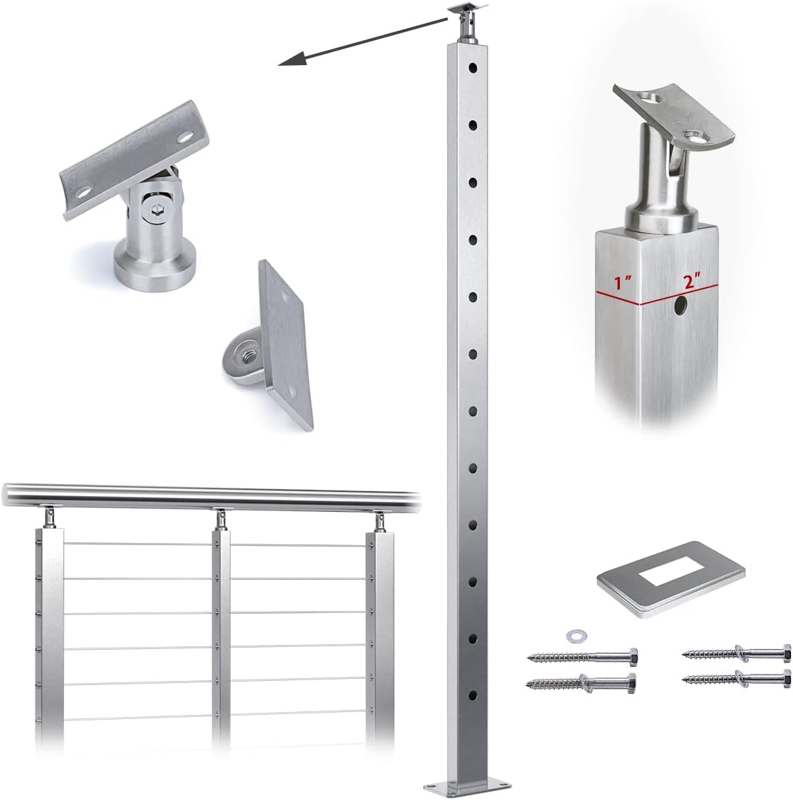Muzata Cable Railing Post Intermediate Stabilizer 42