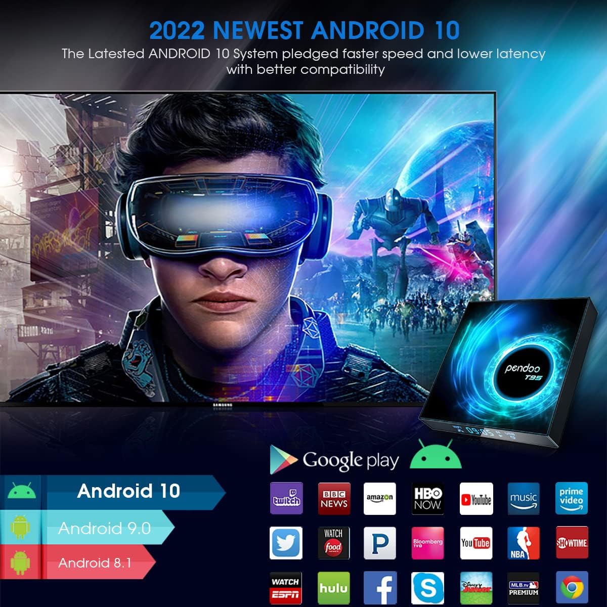 Android TV Box 10.0, 2022 Newest Android TV Box 4GB 32GB with Mini Wireless Keyboard, Allwinner H616 Quad-Core 64bit 2.4G/5.8GHz WiFi BT 4.2 3D/4K Utral HD/H.265 Android Box Pack of 2