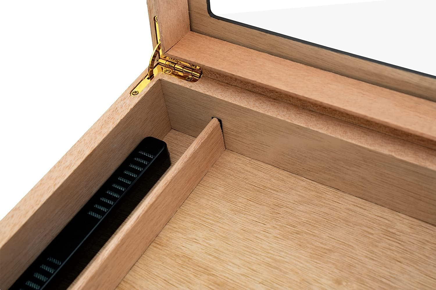 Handmade High Gloss Spanish Cedar Box, 100% Real Solid Spanish Cedar Wood, Luxury Hygrometer and Humidifier, Desktop Box Walnut Pack of 2