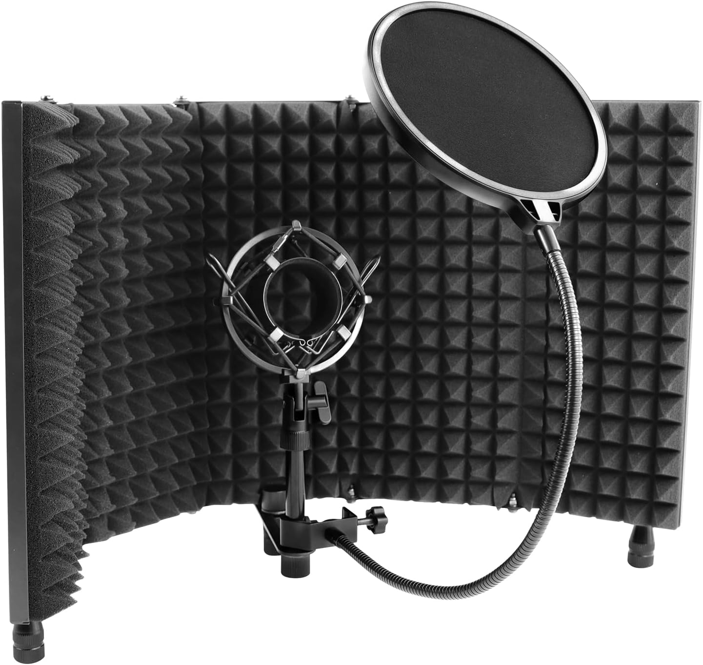 ZOSTA Studio Recording Microphone Isolation Shield with Tripod Stand and Pop Filter, High Density Absorbent Foam to Filter Vocal, Foldable Sound Shield for Most Condenser Mic Recording Equipment Pack of 2