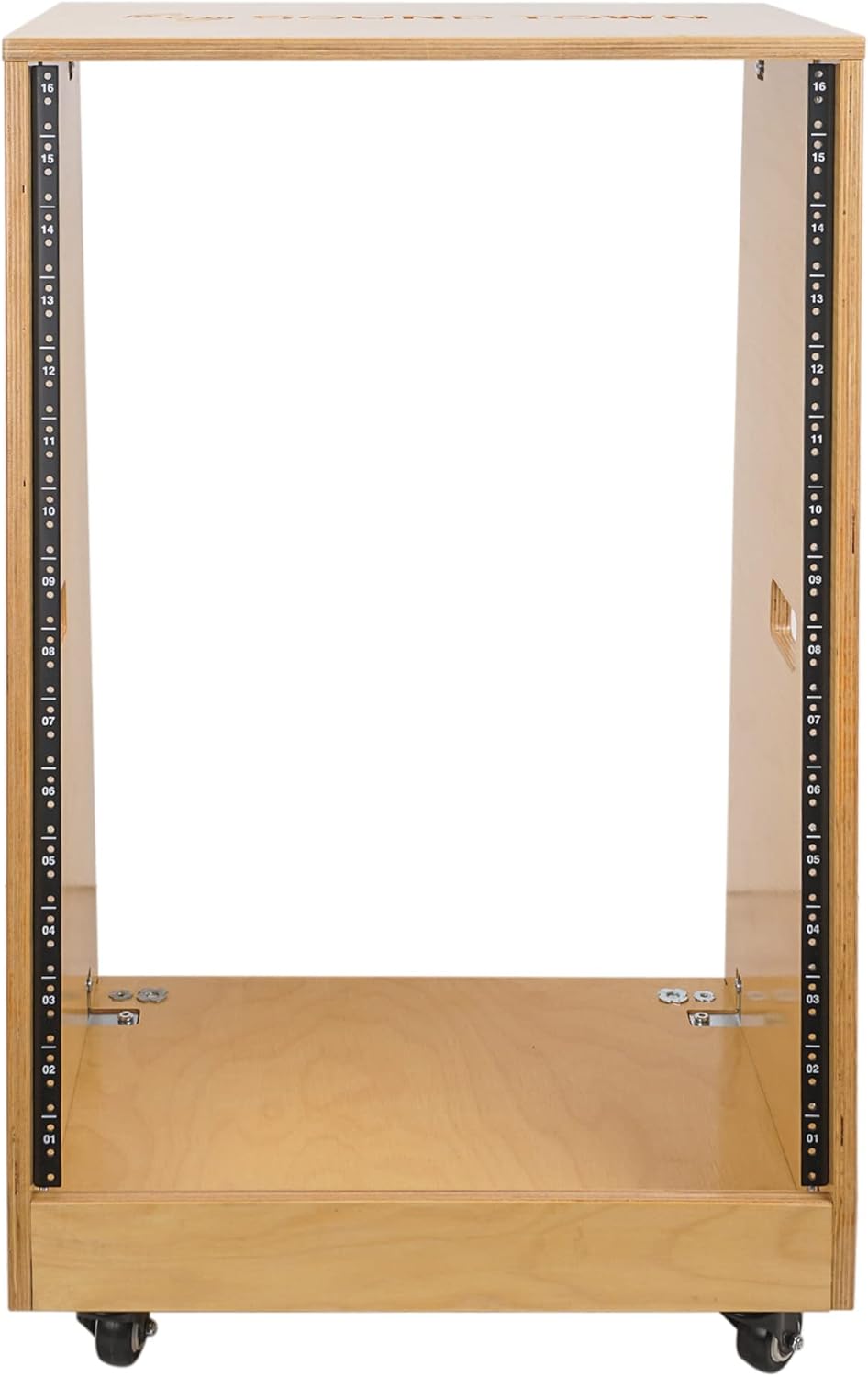 Sound Town DIY Slanted 16U Studio Rack, Plywood, Weathered Gray, Rubber Feet, Casters (SDRK-16TB)