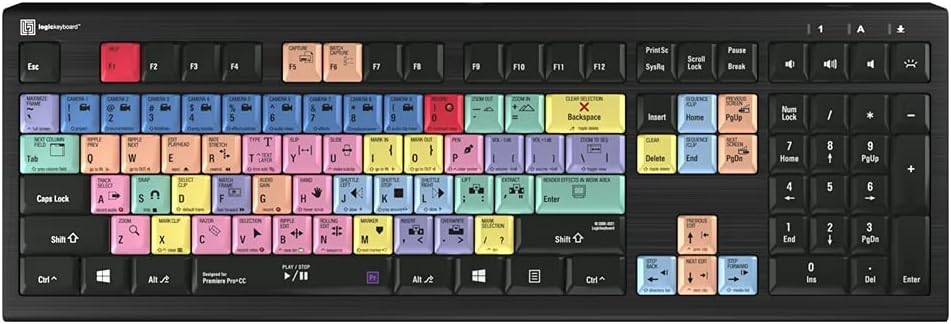 Logickeyboard Designed for Premiere Pro CC Compatible with Windows 7-11- ASTRA 2 Backlit Keyboard # LKB-PPROCC-A2PC-US
