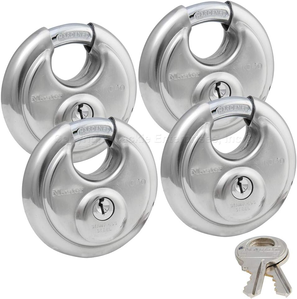 Master Lock - (4) Keyed Alike Stainless Steel Trailer and Multi Purpose Padlocks 40KA-4 Pack of 2