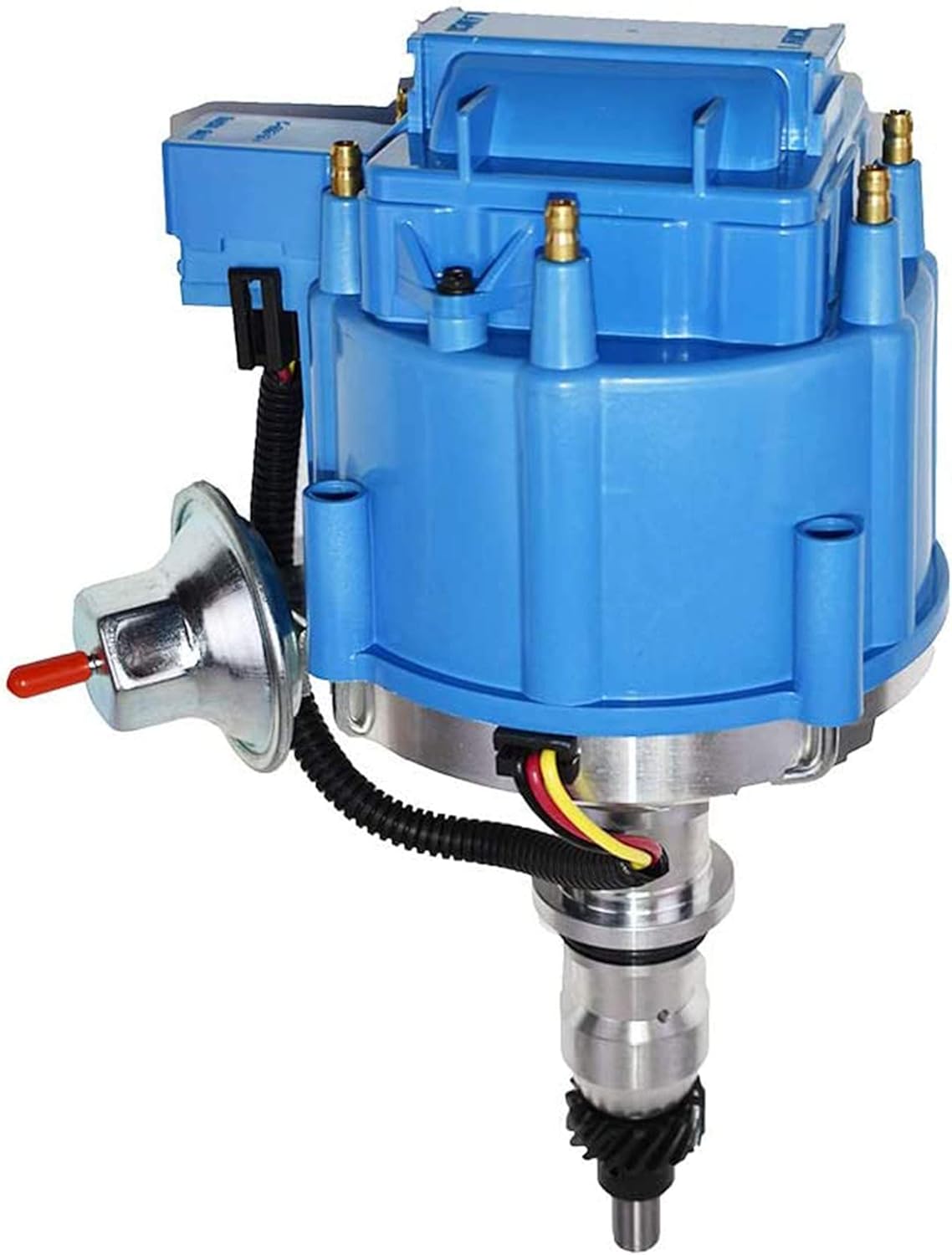 A-Team Performance - HEI Complete Distributor Straight 6 Cylinder 240 and 300 65K Coil -Compatible With Ford F100 F150 F250 E100 E150 One Wire Installation Blue Cap