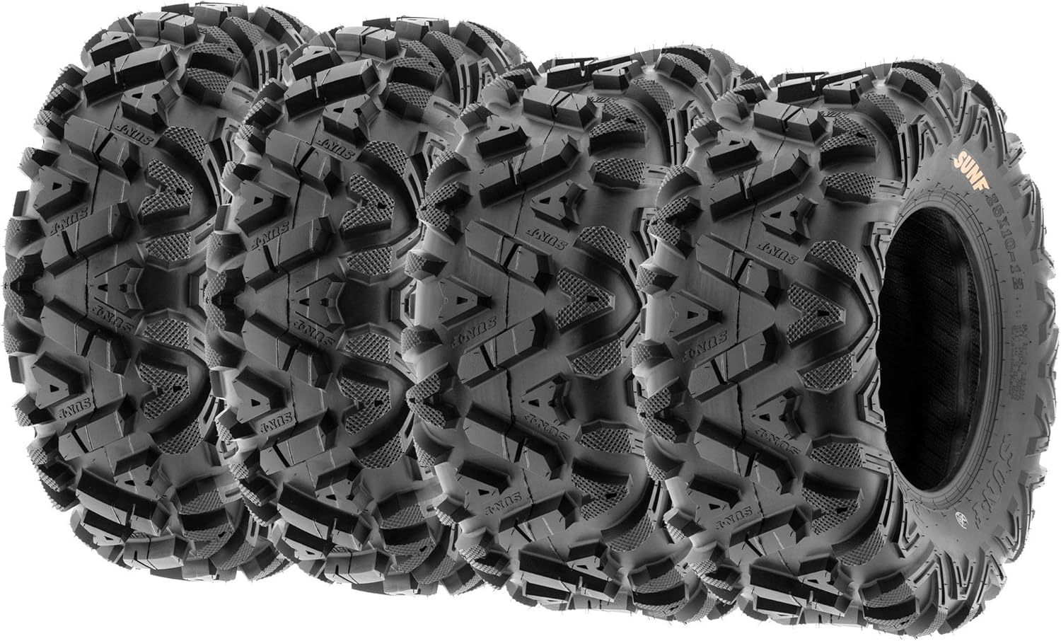 Set of 4 SunF Power.I ATV/UTV AT All-Terrain Tire Bundle 24x8-12 Front & 25x11-10 Rear 6 PR Tubeless A033