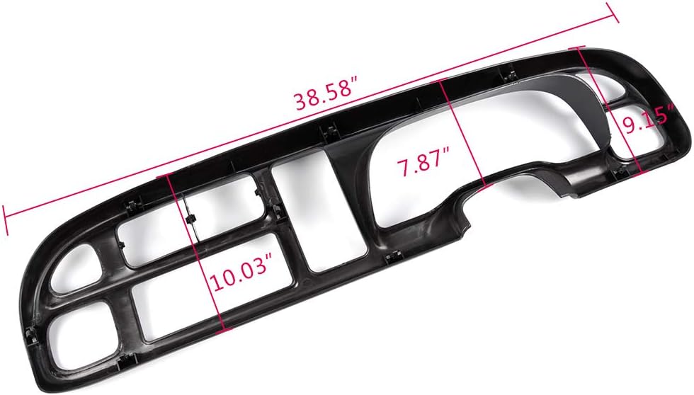 PIT66 Dashboard Instrument Bezel with Vents Compatible with 98-01 Dodge Ram 1500/98-02 Dodge Ram 2500 3500 Pickup Instrument Cluster Face Surround Bezel with 13 Clips Pack of 2