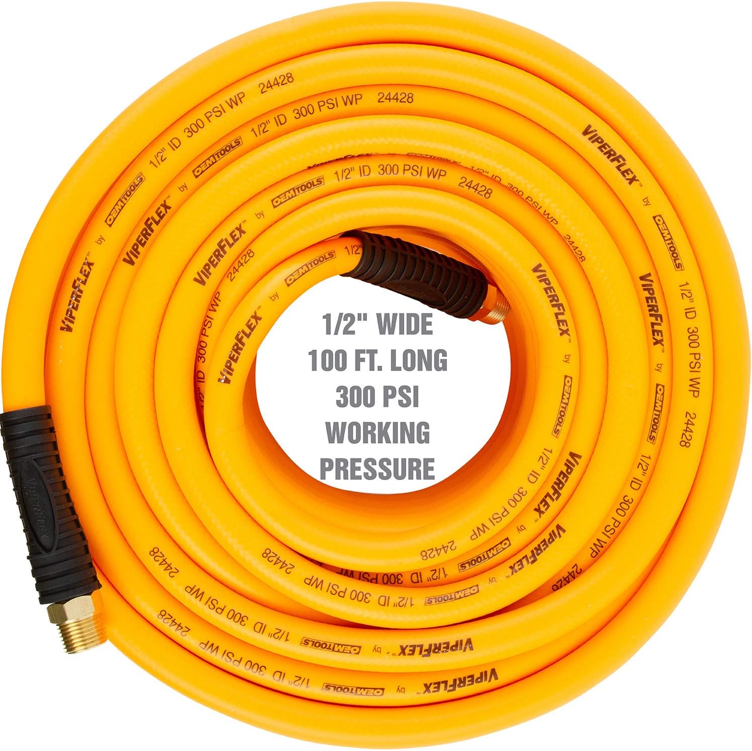 ViperFlex 24428 1/2 Inch x 100FT Hybrid Polymer Air Hose, Compressor Hose, 300 PSI Air Hose, Flex Air Hose