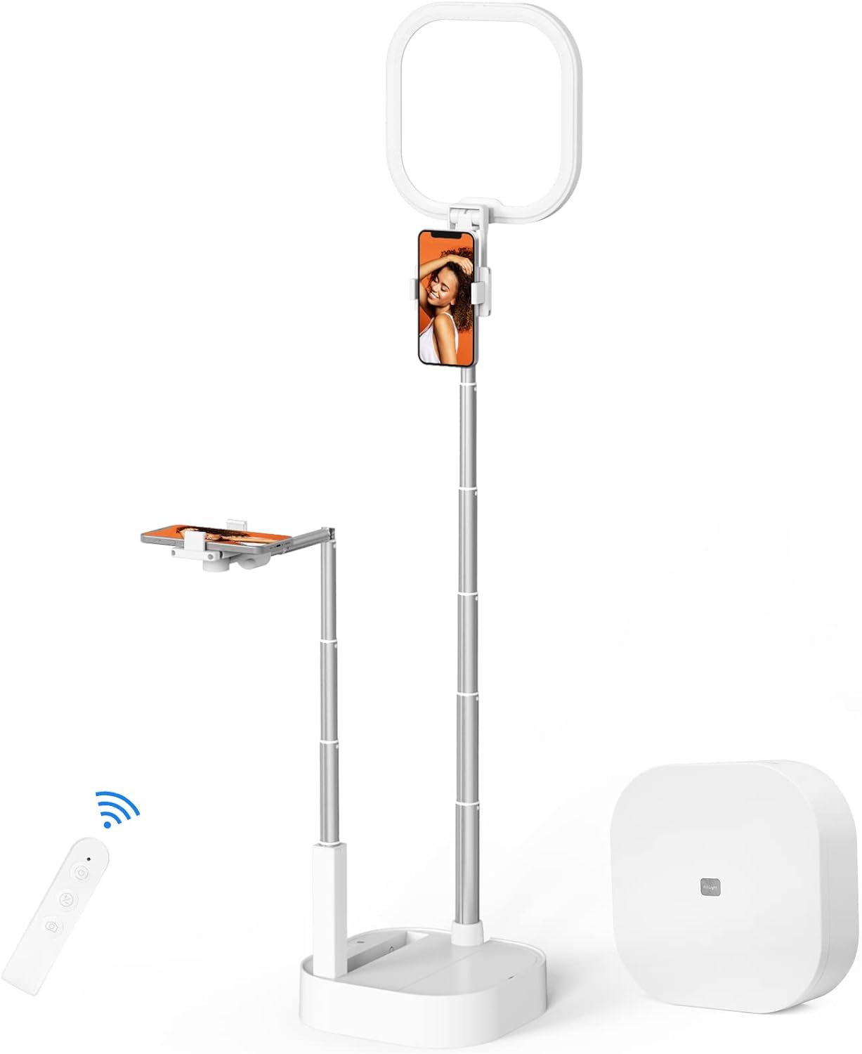 VIJIM Adjustable Phone Selfie Stand | Content Creator Kit | Overhead Cell Phone Mount Holder Tripod with Light for YouTube, Tiktok Recording, Filming Content, Meeting, Online Lectures, Cooking Video Pack of 2